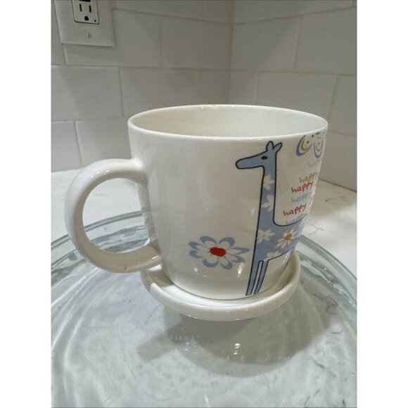 Happy Giraffe Coffee Mug With Lid/ Top Made in China - Picture 5 of 14